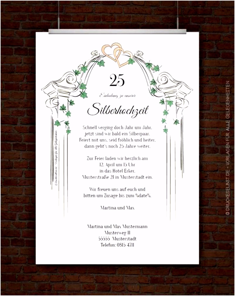 Einladung Atemberaubend einladung zur silberhochzeit interessant
