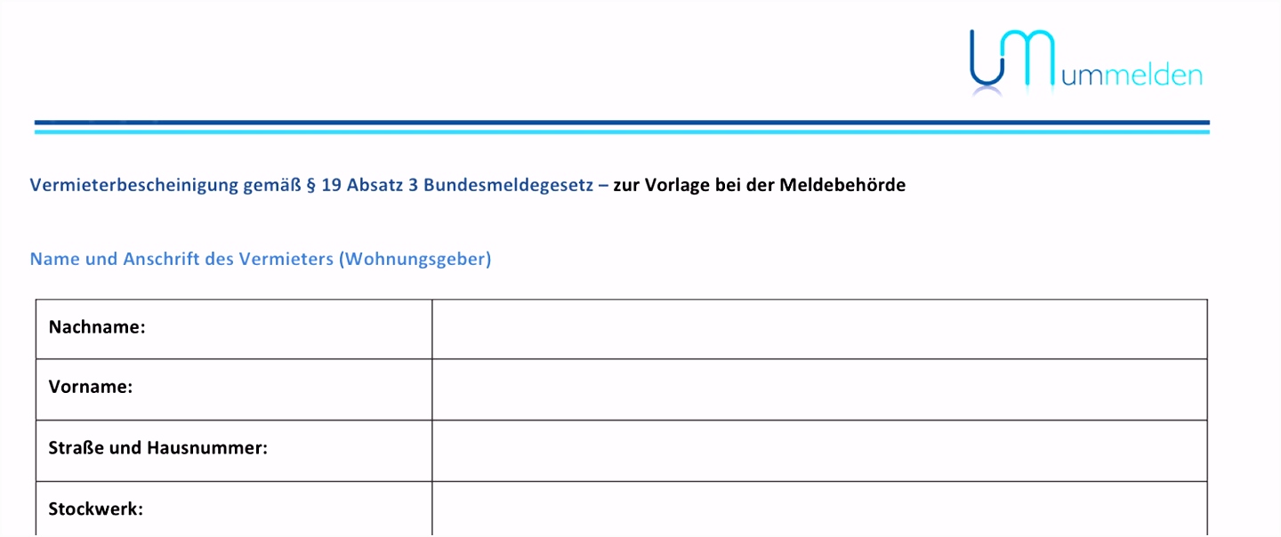 Vermieterbescheinigung Muster 2019 pdf Vorlage bei Einzug