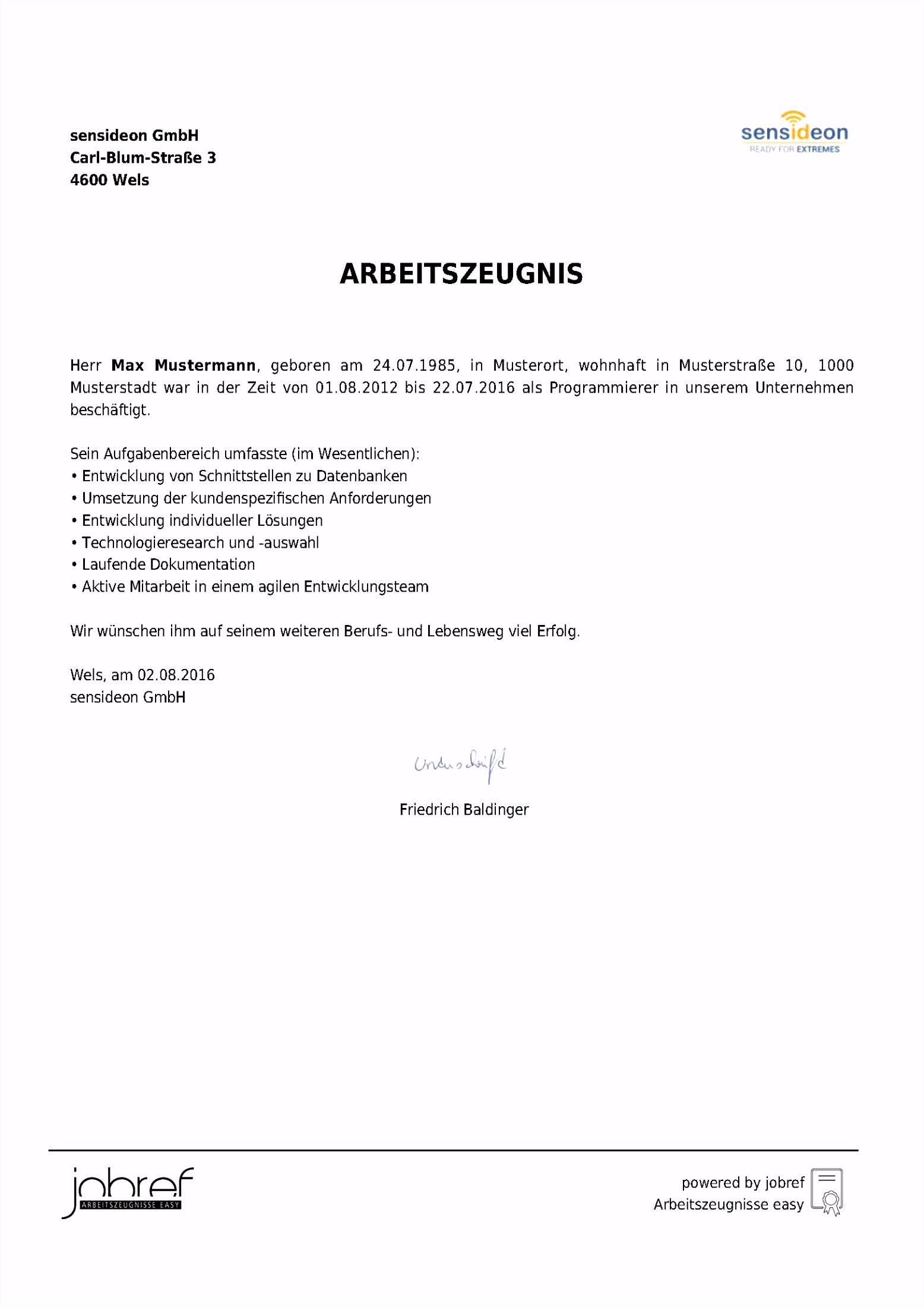 21 muster einfaches arbeitszeugnis