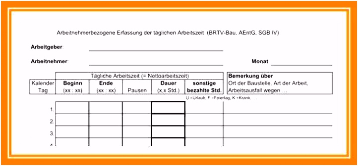 36 überzeugend Vorlage Zur Dokumentation Der Täglichen Arbeitszeit