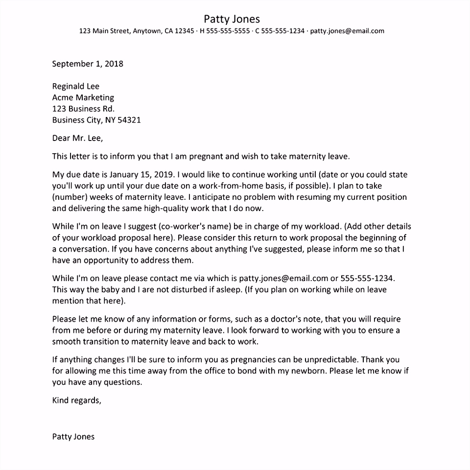 Writing Your Maternity Leave Letter