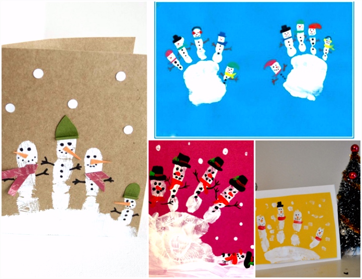 Wie Handabdruck Bilder zu Weihnachten gestalten Bastelideen für Kinder