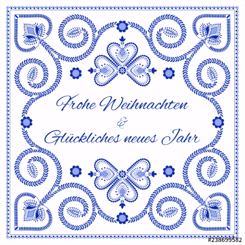 Nordic folk art season card vector template Frohe Weihnachten