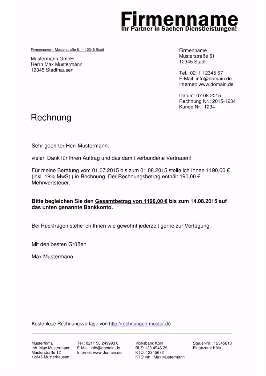 Frisch Kleinunternehmer Rechnung Muster