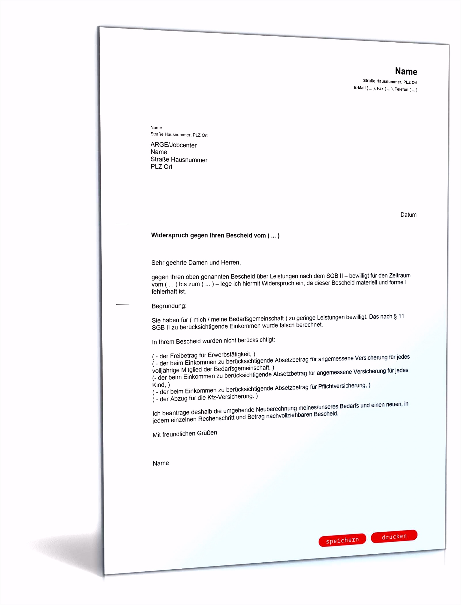 widerspruch muster versicherung