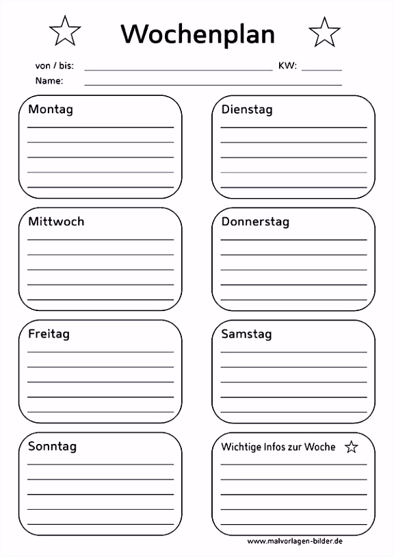Unglaubliche Wochenplan Vorlage