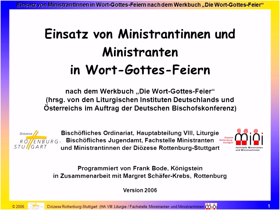 Einsatz von Ministrantinnen und Ministranten in Wort Gottes Feiern