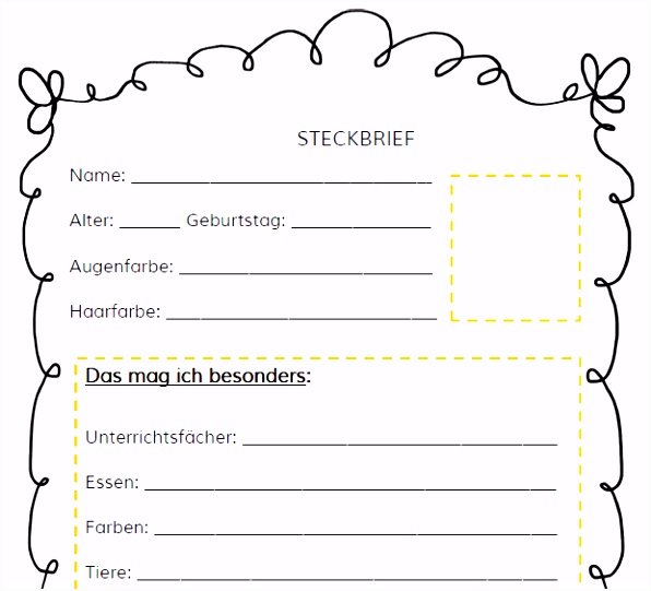 Diesen Steckbrief nutze ich zu Schulanfang als Grundlage für eine