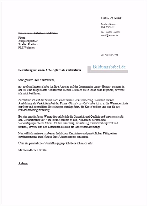 Bewerbung Verkäuferin Verkäufer Bewerbungsschreiben Lebenslauf