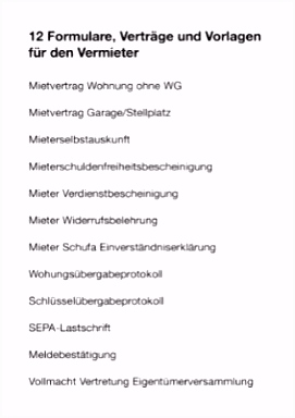 Für Vermieter 12 Formulare Verträge und Vorlagen hier Herunterladen