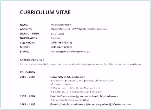 Einzigartiges Englischer Cv Muster