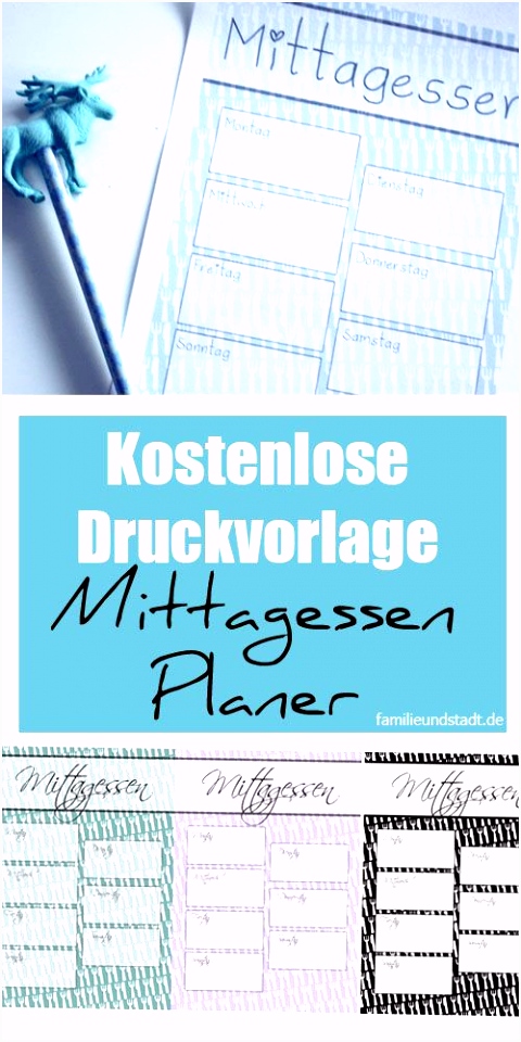 Mittagessen Planer für den Kühlschrank zum Ausdrucken