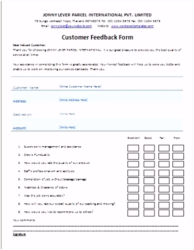 Customer Feedback Form Template Microsoft Templates