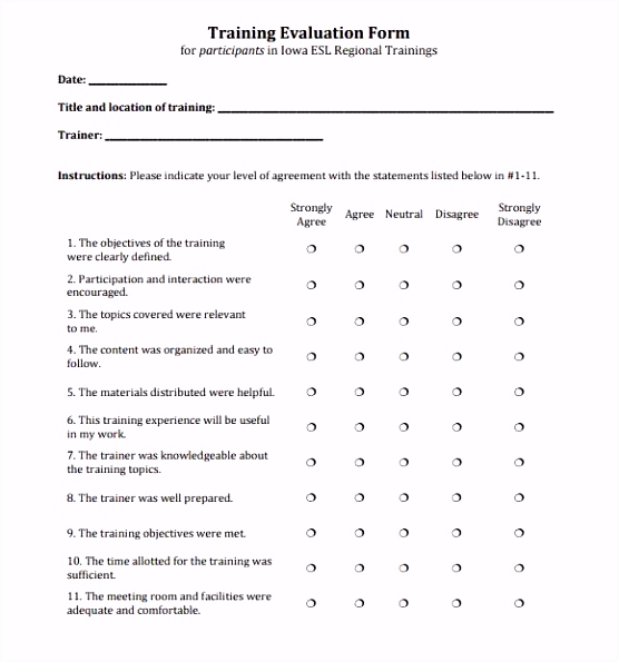 Workshop Evaluation form Free Sample Workshop Evaluation form