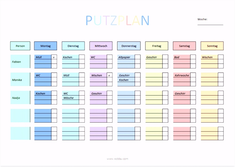 Putzplan zum Ausdrucken PDF Word Wichtig Pinterest