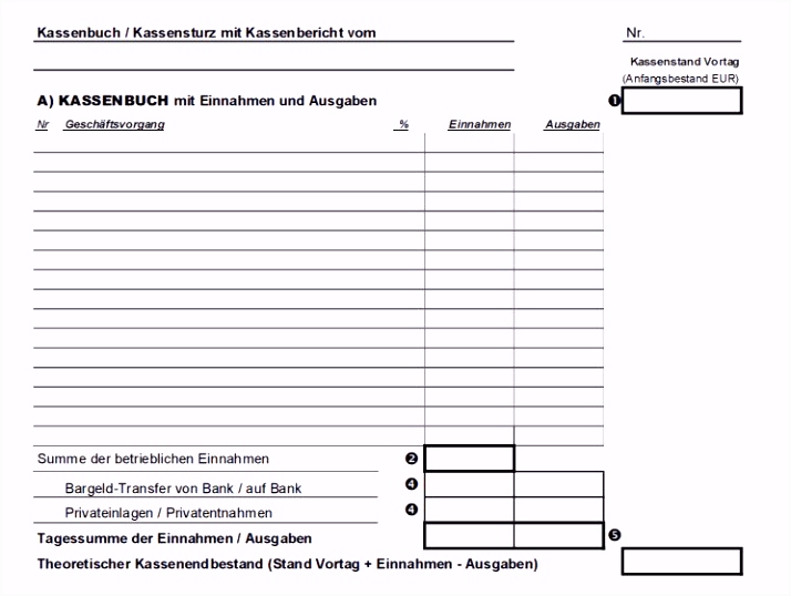 Kassenbuch Handschriftlich Vorlage