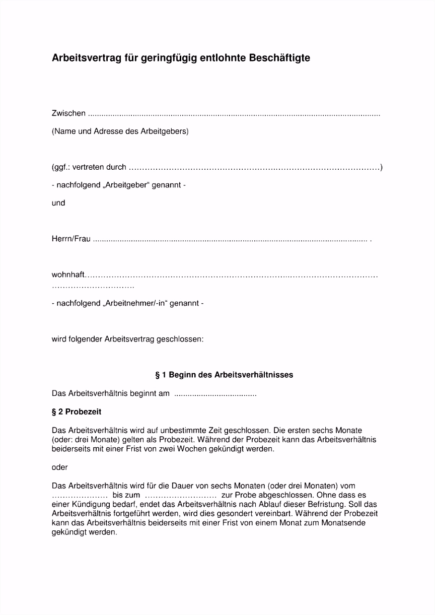 20 kündigung minijob vorlage