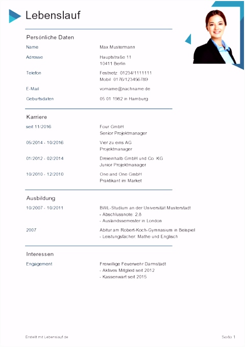 Lebenslauf Vorlagen & Muster Kostenloser Download Als Pdf