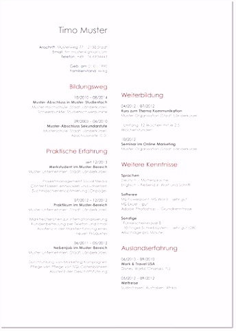 Layout Bewerbungsschreiben Marlpoint