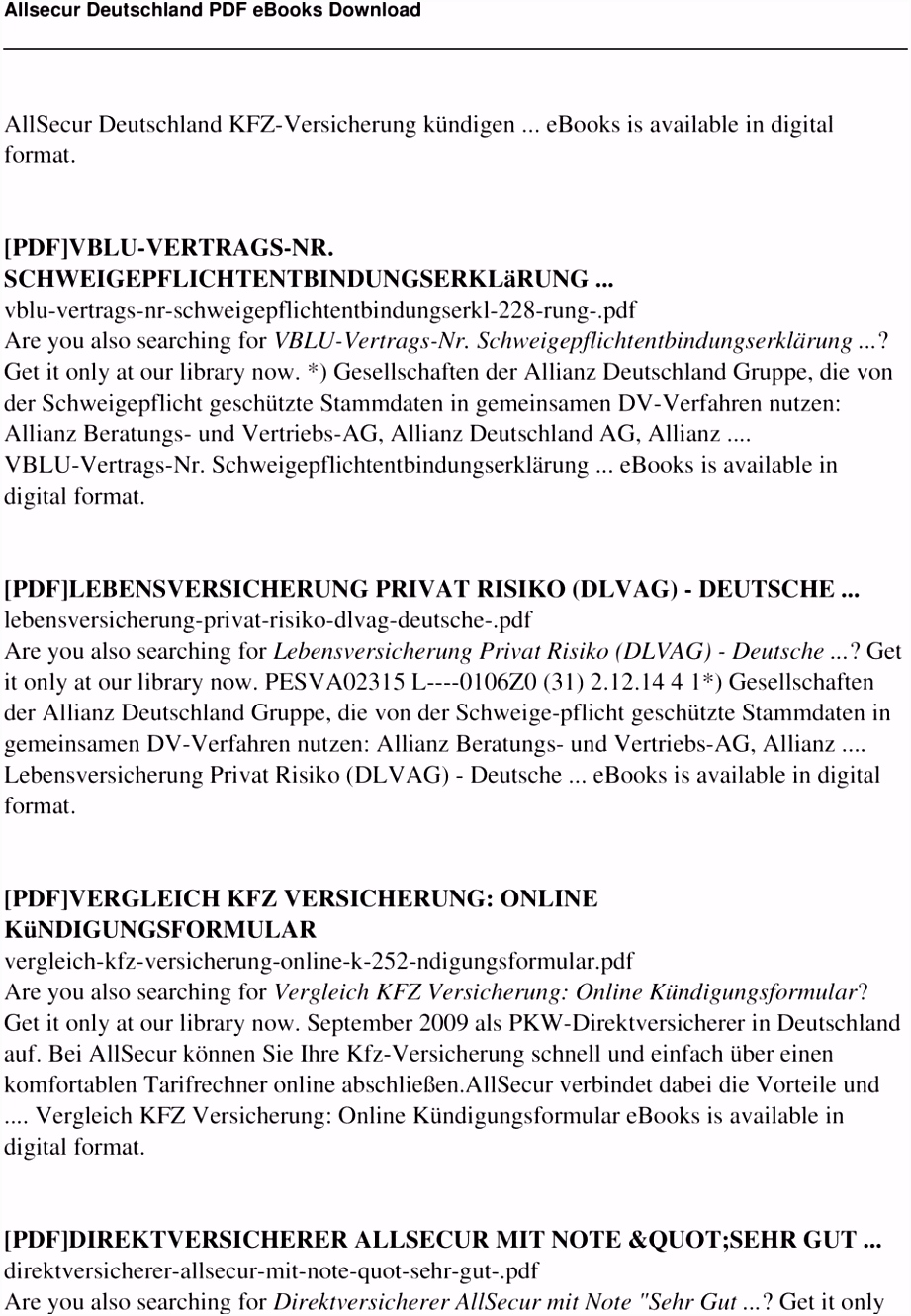 Kfz Versicherung Kündigen Vorlage Allianz