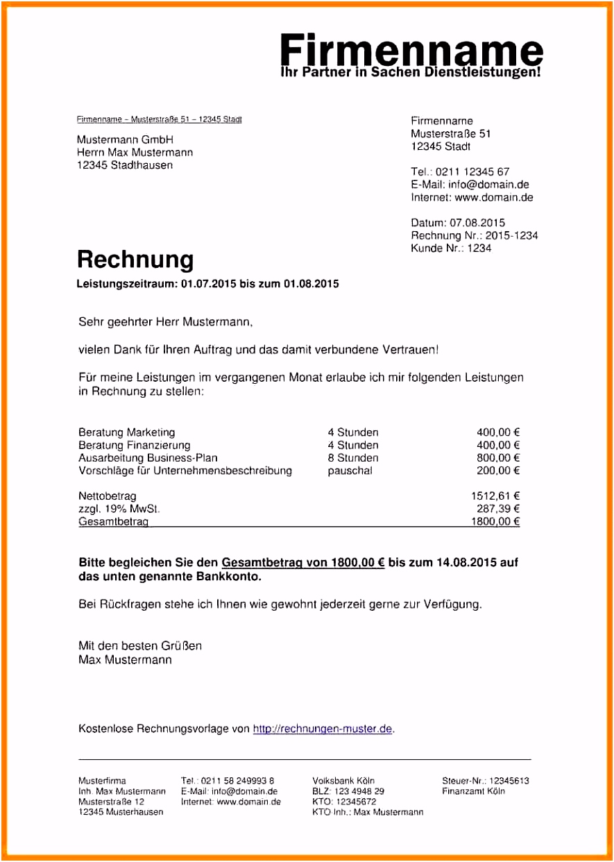Atemberaubend Rechnung Selber Schreiben Vorlage