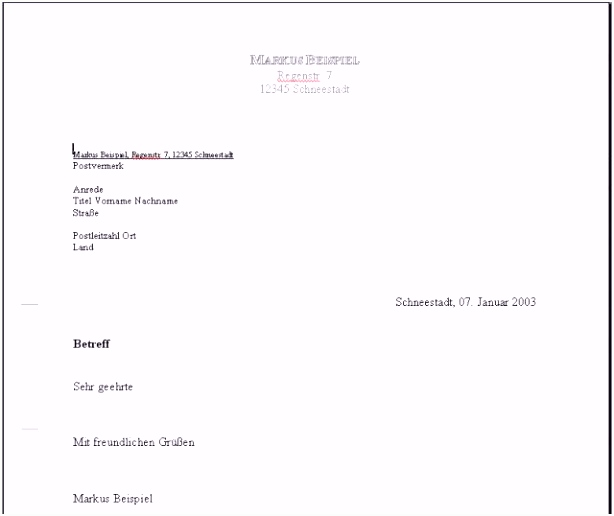 Englische Email Muster