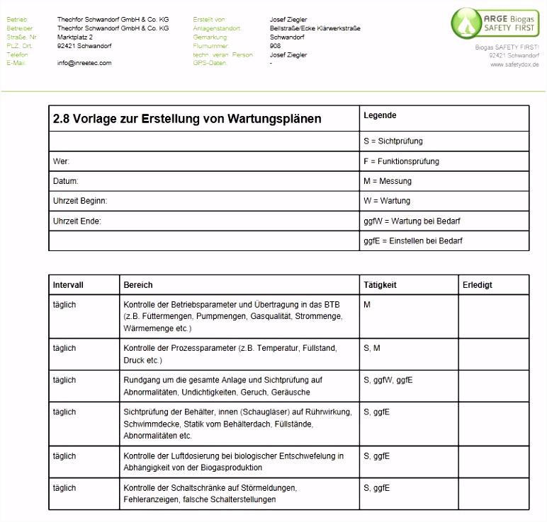 15 wartungsplan maschinen vorlage