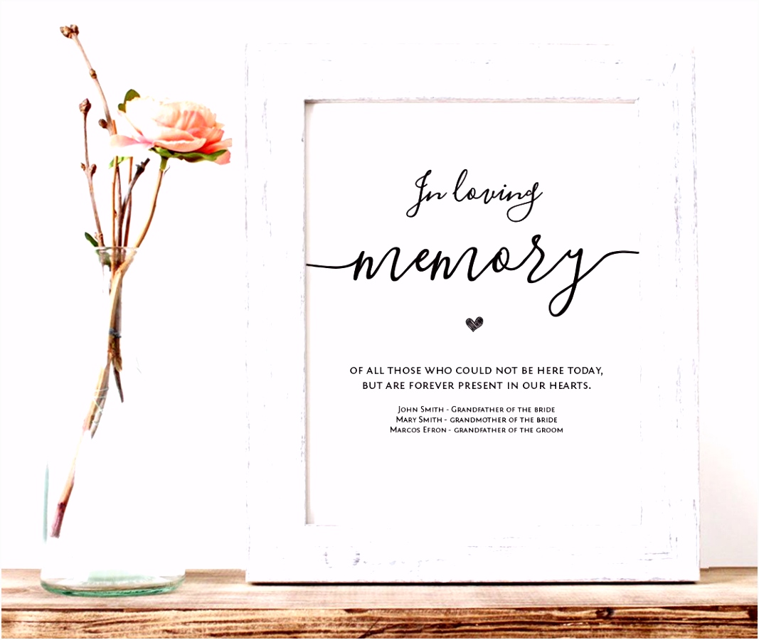 In Loving Memory Printable Wedding Memorial Table Sign Memory Sign