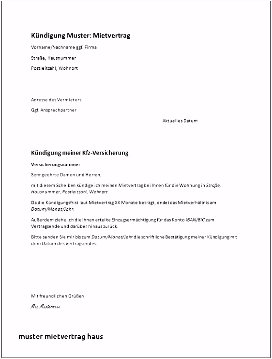 Kündigung Mietvertrag Vorlage Kostenlos Luxury Signatur Email