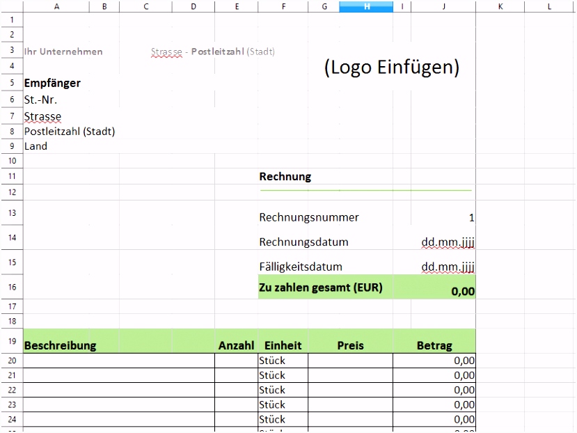 15 rechnung excel vorlage kostenlos