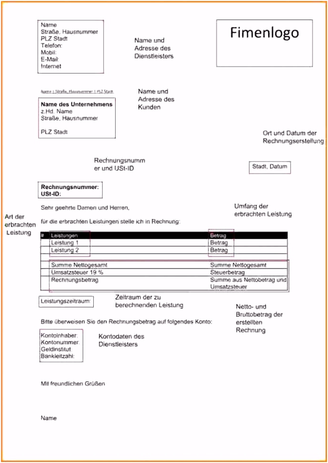 Rechnung Ohne Mehrwertsteuer Vorlage Word Derech