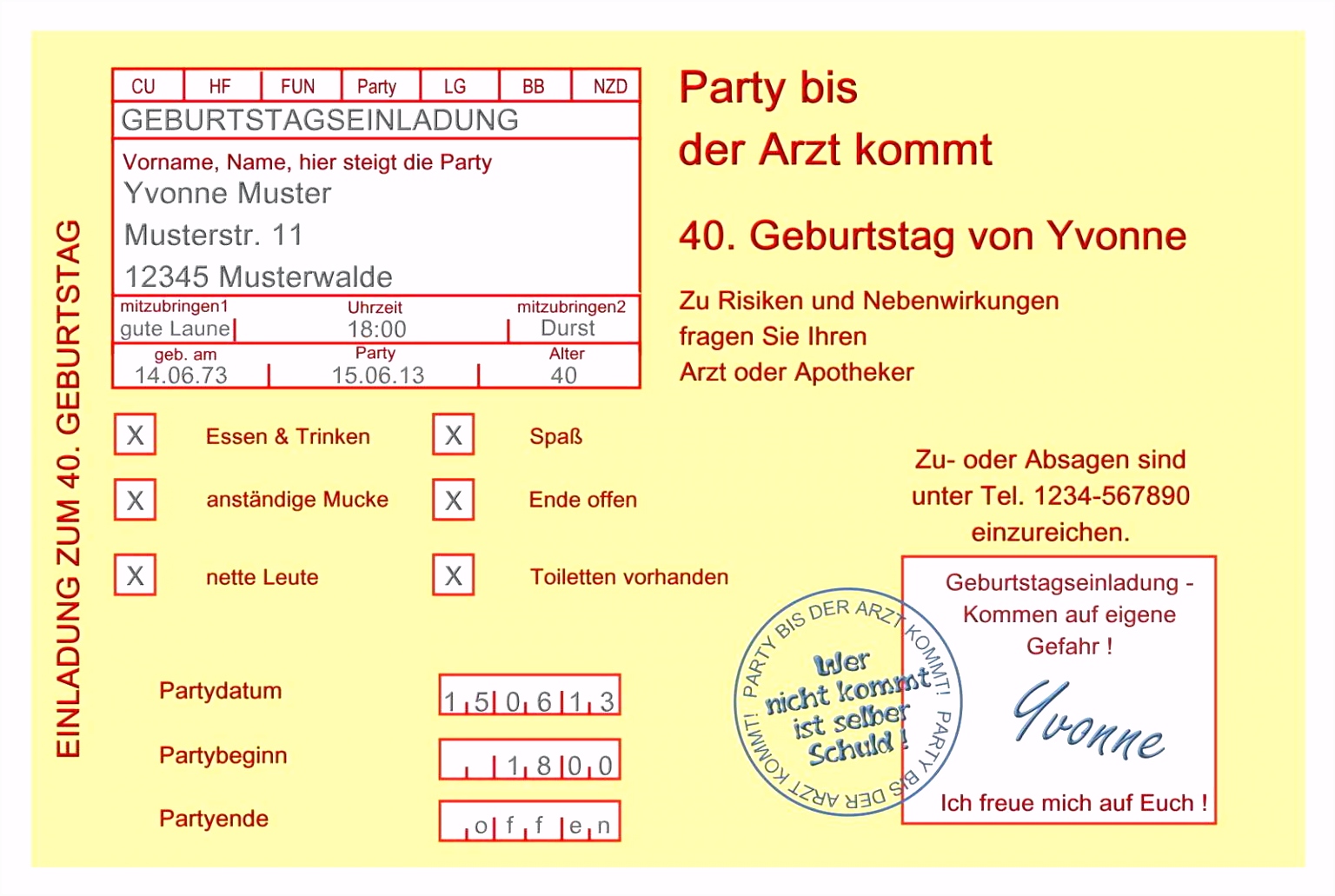 Einladung Geburtstag Vorlage Kostenlos