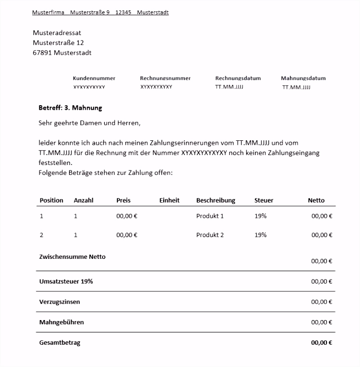 15 rechnung word vorlage