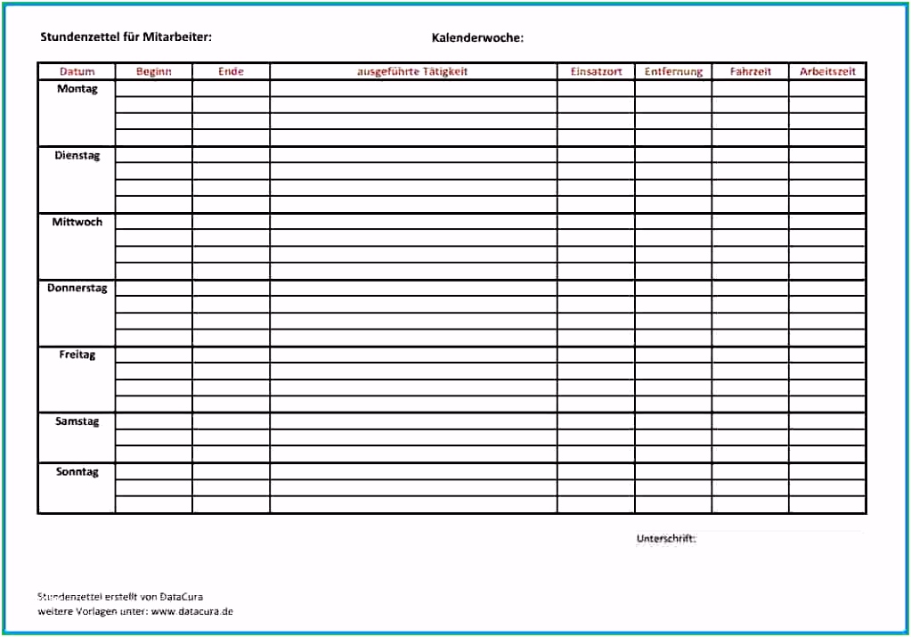 11 stundenzettel pdf