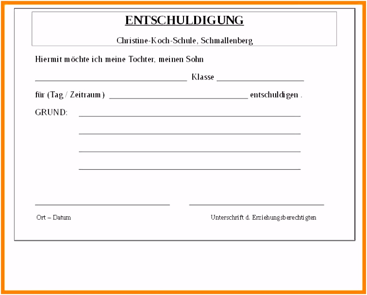 Entschuldigungsschreiben Schule Vorlage Inspiration 14 Beurlaubung