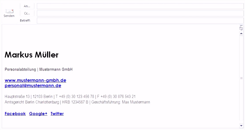 Inspirierende Email Signatur Vorlage