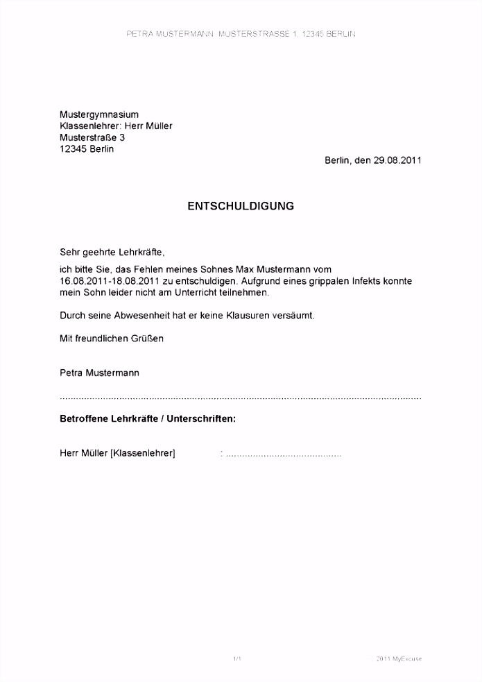 32 Elegant Entschuldigung Schule Vorlage Krank Modelle