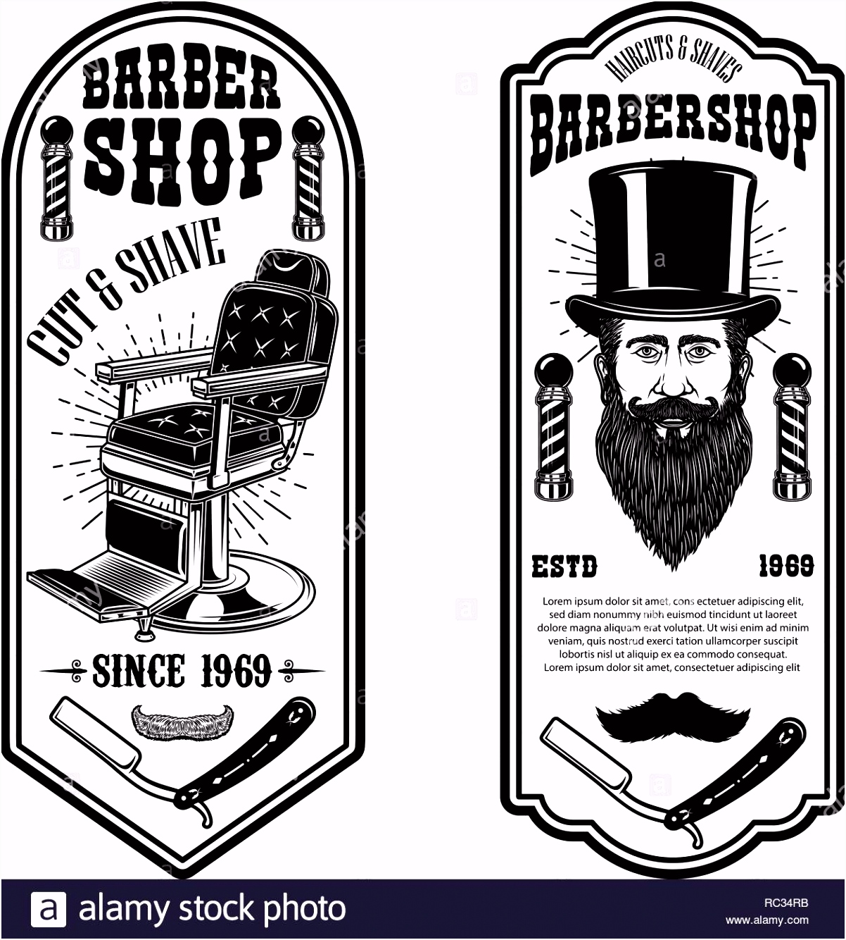Friseur flyer Vorlage Friseur Stuhl und Tools auf weißem