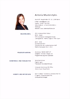 Bewerbung Praktikum Schüler Vorlage Muster Beispiel CV