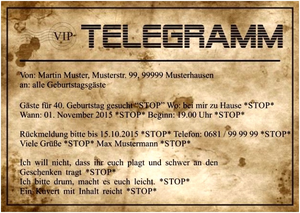 Einladung Zum 40 Geburtstag Text Geschenk 40 Geburtstag – Vorlagen