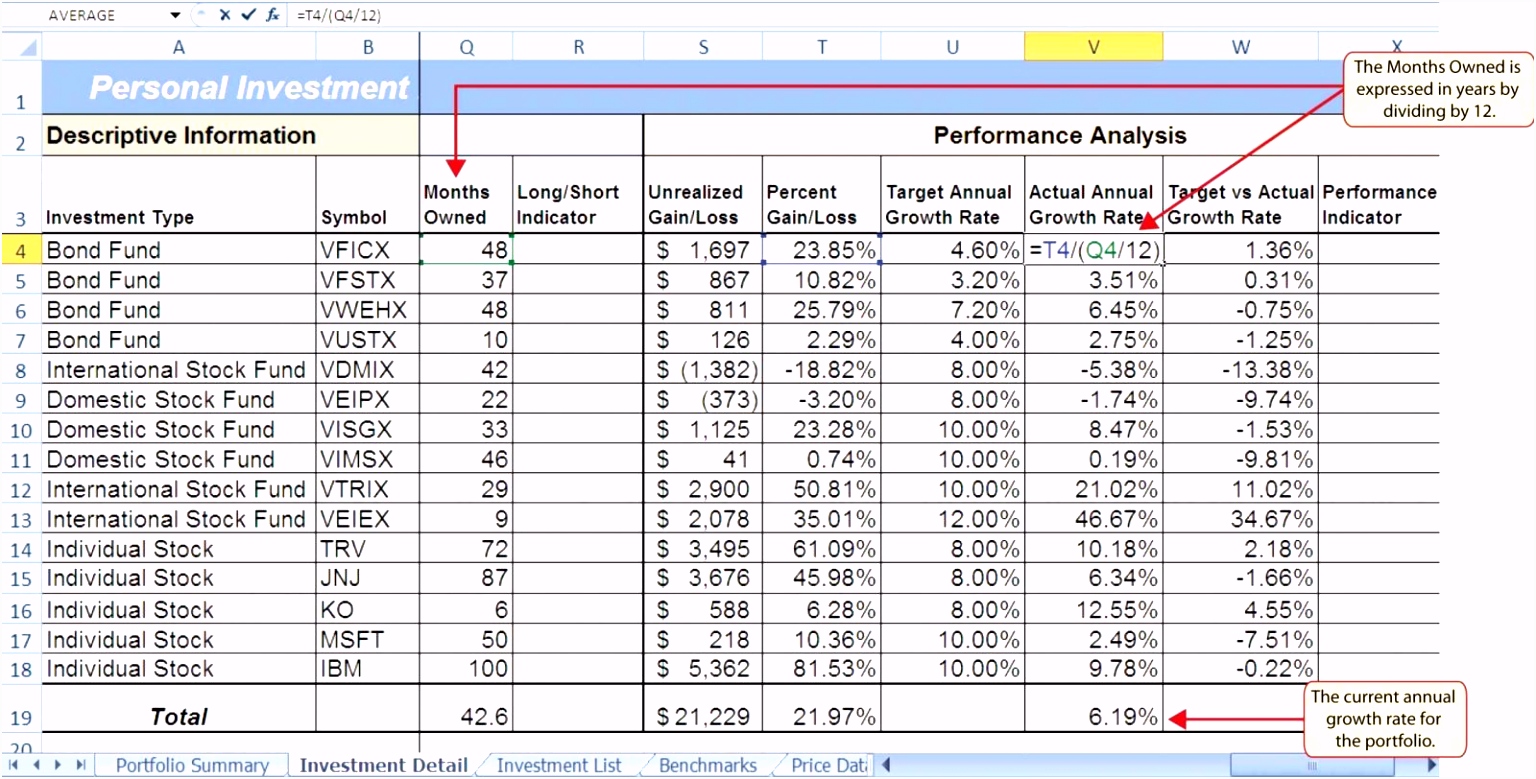 Free line Investment Stock Portfolio Tracker Spread