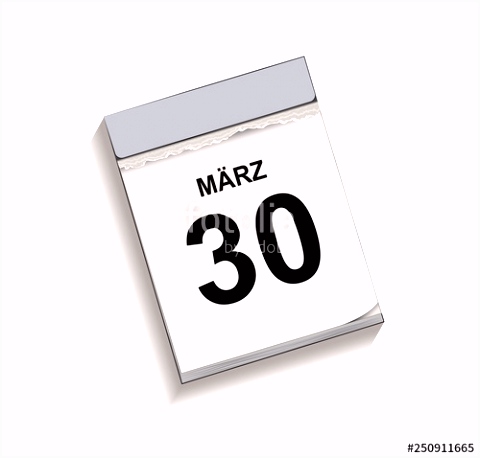 Kalender März 30 Abreißkalender mit Datum Vektor Illustration