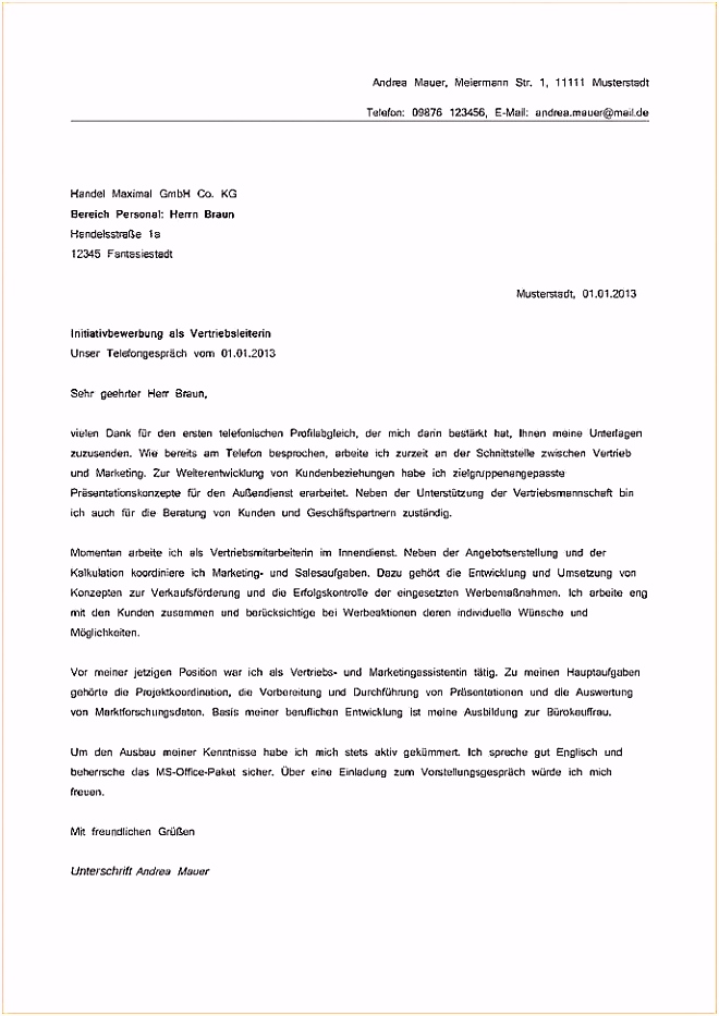 Bewerbung Fsj Muster