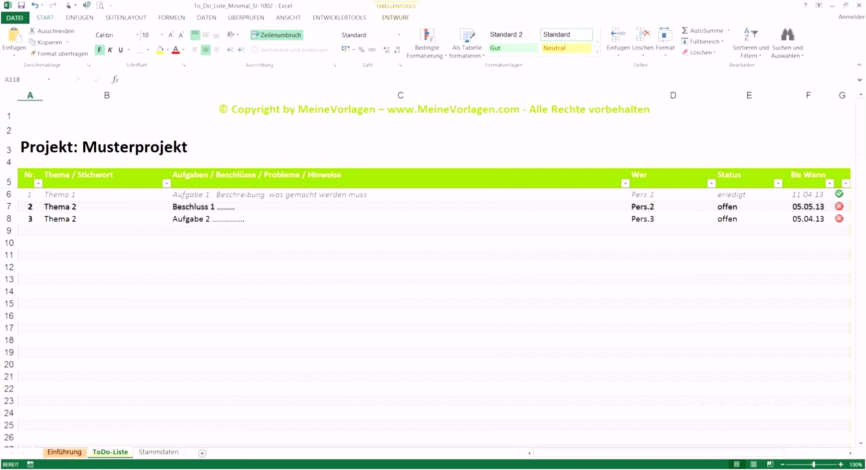 18 excel vorlage to do liste