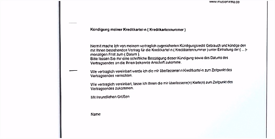 Kreditkarte Kundigen Vorlage Pdf