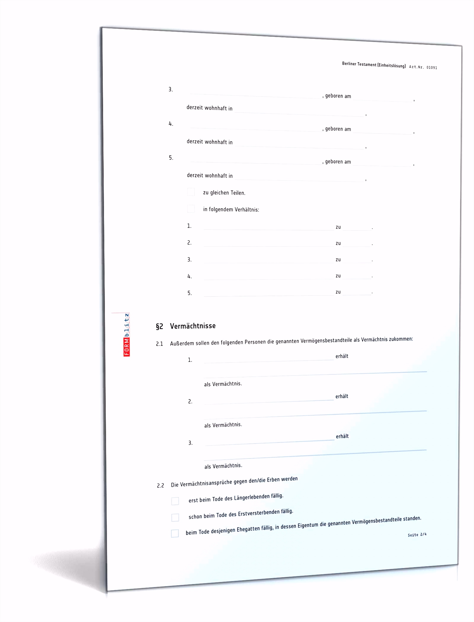 Berliner Testament Einheitslösung PDF Ehegattentestament