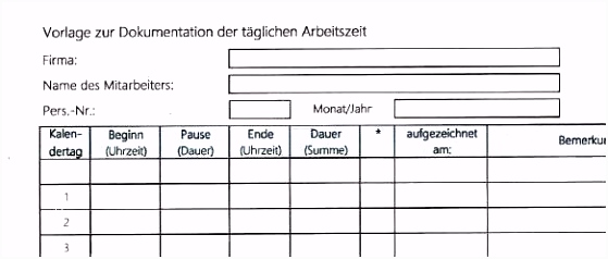 99 Großartig Vorlage Zur Dokumentation Der Täglichen Arbeitszeit