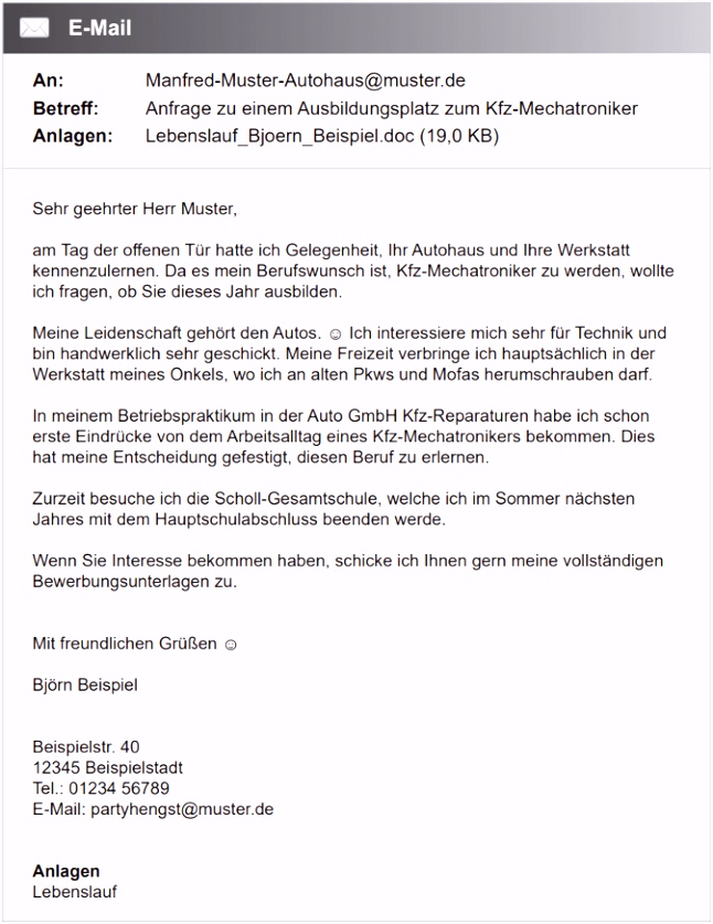 16 bewerbung email vorlage
