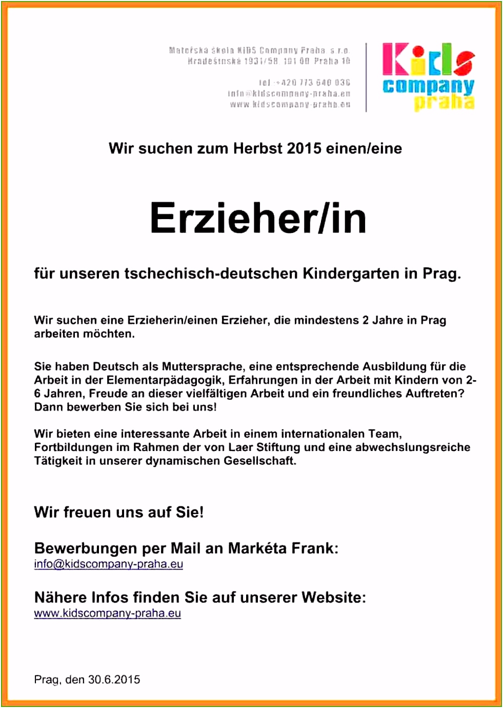 15 Bewerbung Praktikum Kindergarten Vorlage