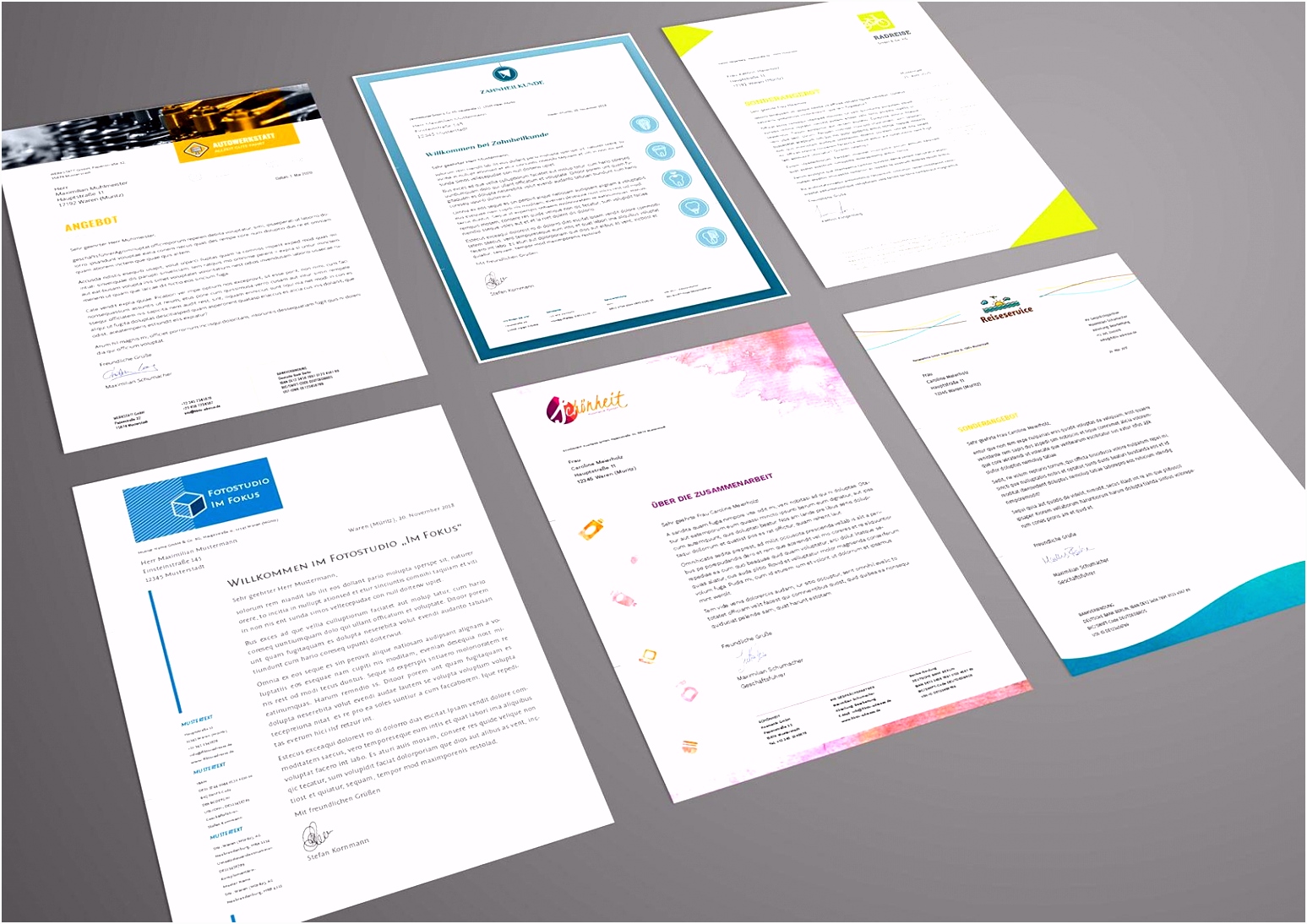 Briefpapier Designs für Word InDesign und CorelDRAW